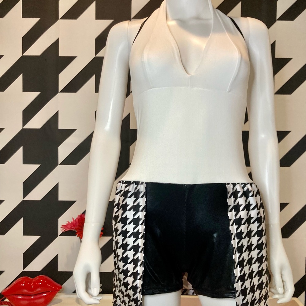 Black and white stretch romper